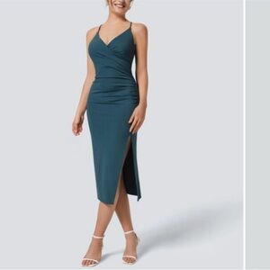 HALARA Teal Backless Dress